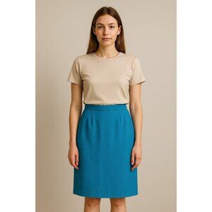 Porsha Petite Vintage Lined Skirt Blue Size 6P Women's USA